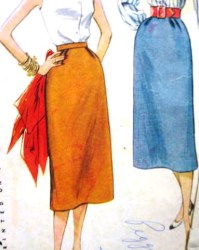 4254 SIMPLICITY SIMPLE 1953 ONE YARD SKIRT 3 PIECE PATTERN24"  OR  28'' WAIST CHOICE